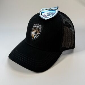 KUHL Born Trucker Adjustable Snapback Hat Logo Patch Mesh Baseball Pirate Black